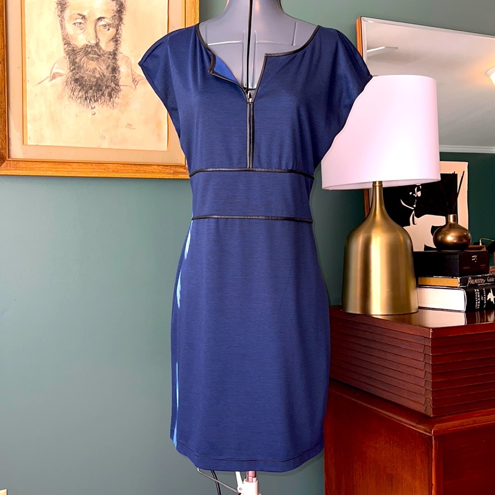 Max Studio Blue and Black Striped Dress - Picture 2 of 9